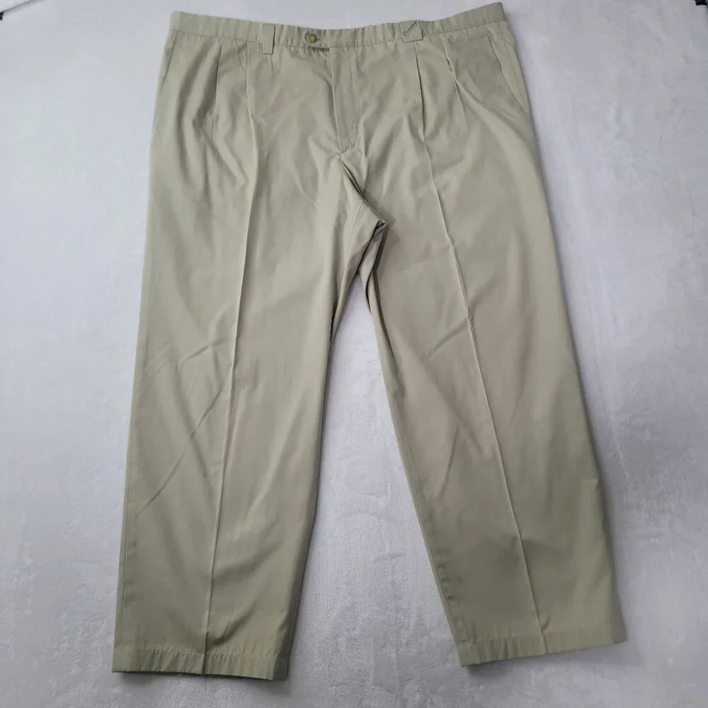 VTG Burberrys Leisure Men's Beige Pleated Chino Pants Talla 60 US Size 44x27 - Picture 1 of 11